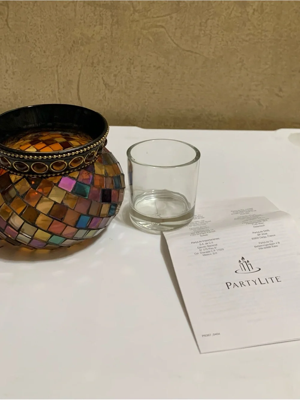 PARTYLITE Global Fusion mosaic glass Votive Candle Holder P8367 NEW in Box